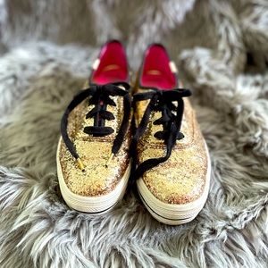 Kate Spade Keds Gold Triple Decker Glitter Size 7